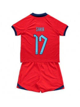 England Bukayo Saka #17 Auswärts Trikotsatz für Kinder WM 2022 Kurzarm (+ Kurze Hosen)